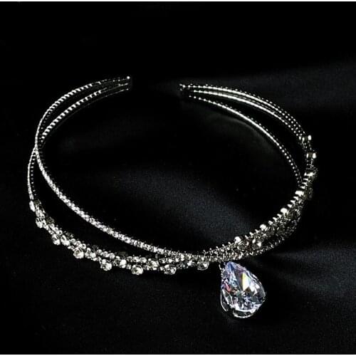 Handmade Water Drop Pendant Crossing Chocker Crystal Hairbands Double-Used for Party Wedding Jewelry tocados para el pelo