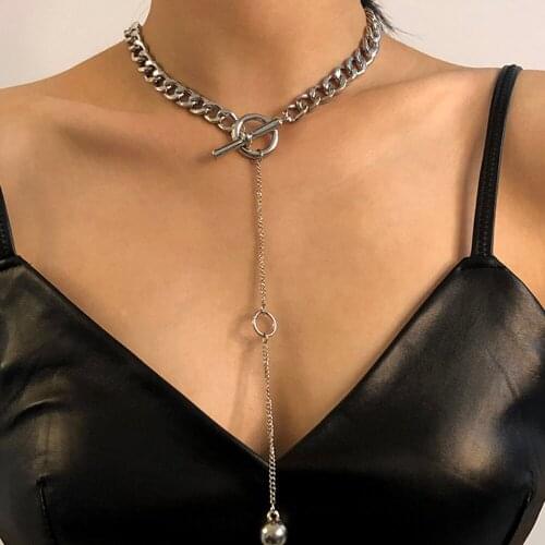 Lalynnly Unique Punk Long Tassel Pendant Necklace For Women Gold Silver Color Choker Chain Aesthetic Neck Jewelry Gifts N7950