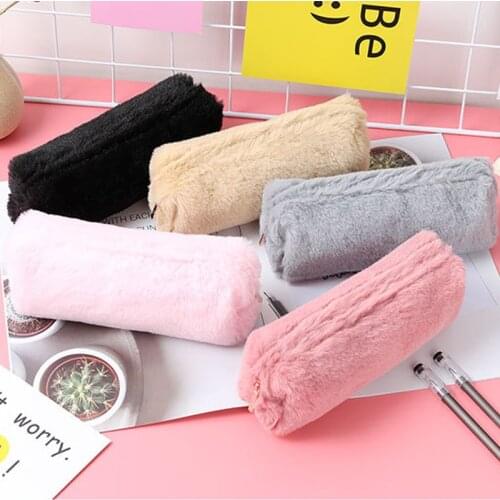 Kawaii School Pencil Case Plush zipper organizer for stationery Pencil cases for girls School supplies