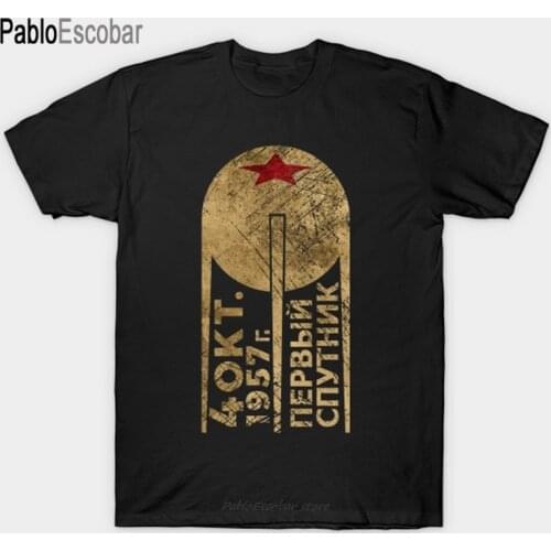 Summer cotton t-shirt men brand tshirt CCCP Sputnik 1 First Satellite T-Shirt male top tees fashion euro size