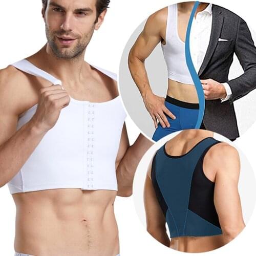 Men Compression Shirt Baselayer Shapewear Vest Tummy Control Vest Back Support Tank Top Seamless Corrective Posture Vest Corset