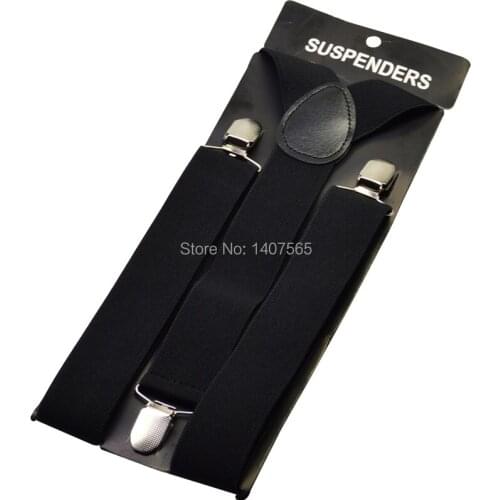 Mens Suspender 3.5cm wide women Big plussize solid black Suspenders 3 Clip-on Y-Back Braces Elastic Suspender 100cm 120cm