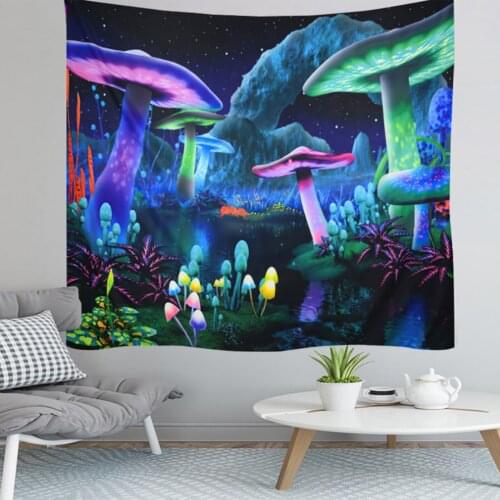 Wall Tapestry, Mushroom Print Background Cloth Hanging Carpet Home Decorations for Sitting Room Bedroom