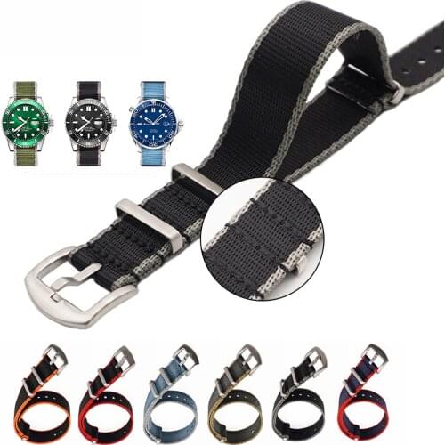 New Design Quality James Bond 007 Stainless Steel Button Nylon Nato Strap 20mm 22mm Watchbands Military WristWatch Accessories