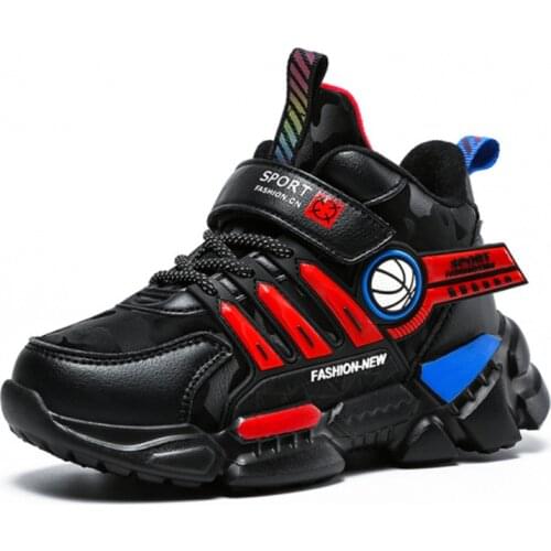 2021 New Kids Shoes Boys Low Top Leather Basketball Running Sneakers Children Anti-slippery Fashion Soft Sole Casual Shoes