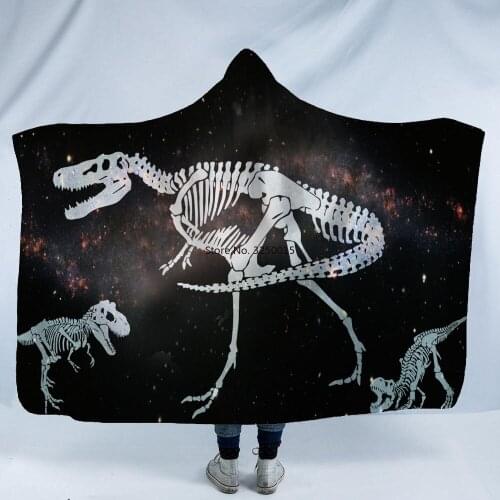 Dinosaur Octopus Printed Hooded Blanket Soft Home Blanket With Cap Warm Wool Velvet Blanket Camping Travel Anime Blanket