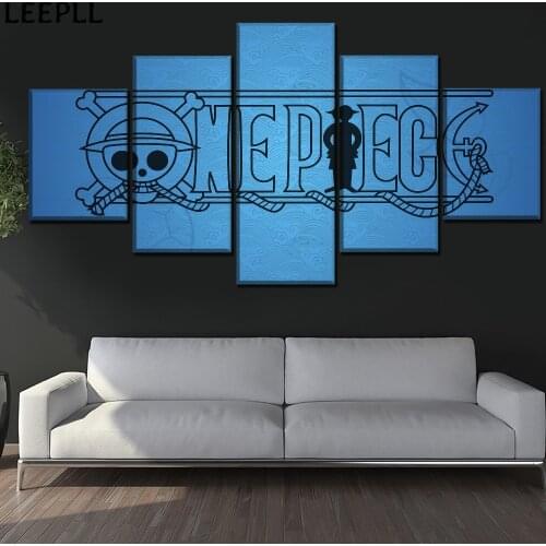 One Set 5 Panel Anime One Piece Logo Poster Canvas HD Print Painting Modern Wall Art Decor Modular Picture Framework Or Unframed