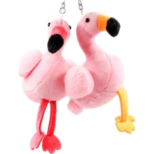 Wholesale 60pcs/lot 14cm New Flamingo Hanging Creative Gifts Wedding Plush Keychains toys Girls Bag Car buckle