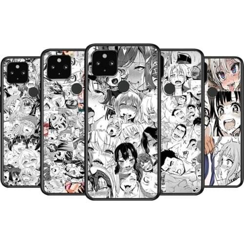 Anime Girl Cartoon Faces Soft TPU Silicone Black Cover For Google Pixel 5 4A 5G 4 XL Phone Case