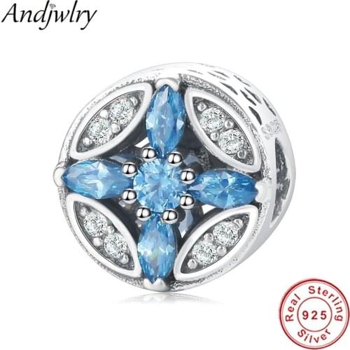 Fit Pandora Bracelet Charms 925 Silver Original Beads Color Blue Clear Zircon Charm Wholesale DIY Jewelry Berloque