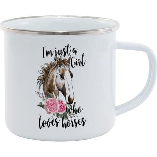 Stainless Steel Camping Coffee Mug Equestrian Mug for Horse Lovers Birthday Christmas Outdoors Wedding Metal Enamel Cup