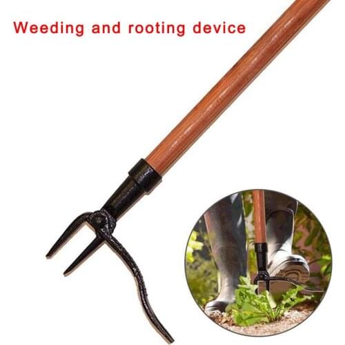 Hand Cultivator Stand Up Weed Puller Weeding Tool With 4-Claw Steel Head Easily Remove Weeds Without Bending Pulling Kneeling
