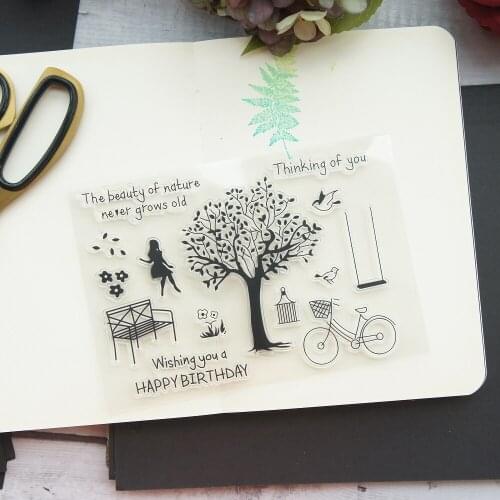 Happy Birthday Tree Design Clear Transparent Stamp Silicone Stamps As Scrapbooking Decoration DIY Card Paper Gift Use