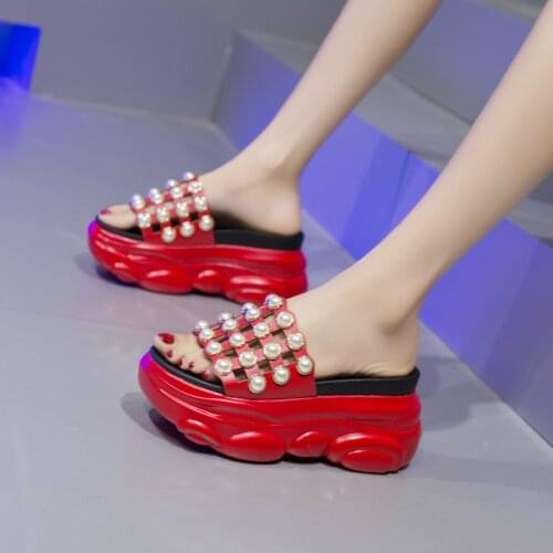 9CM Height Womens Wedge Slides Fashion Woman Summer Beach Shoes Outdoor Slippers Thick Bottom Flat Platform Sandals