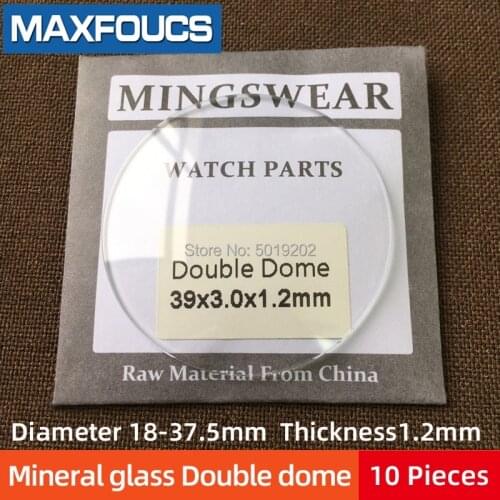Table glass round smooth mineral glass Double dome thickness 1.2mm, diameter of 18 mm ~ 37.5mm,10pieces