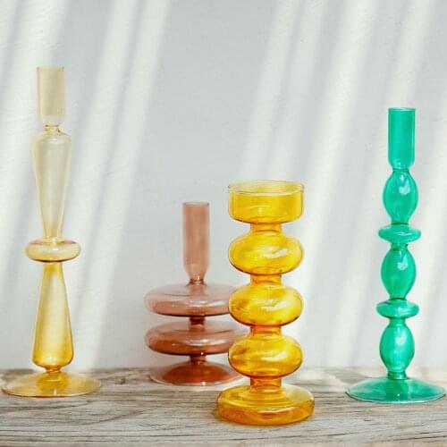 Glass Candle Holders Coffee Table Decorative Candlesticks holder for Thanksgiving Birthday Housewarming Valentines Day