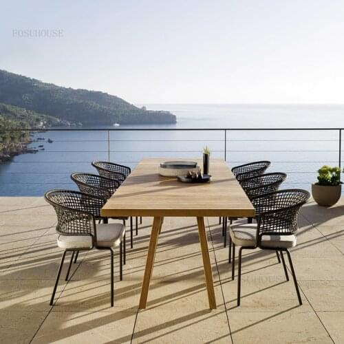 Outdoor Rattan Chairs Leisure Outdoor Terrace Courtyard Armchair Balcony Plascti Backrest Coffee Table Outside Dining Chair