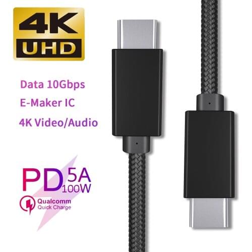 USB 3.1 Type C Cable PD 100W Fast Charging Cable USB C to USB C Cable For Macbook pro Huawei Matebook P30 Samsung S9 S10 xiaomi