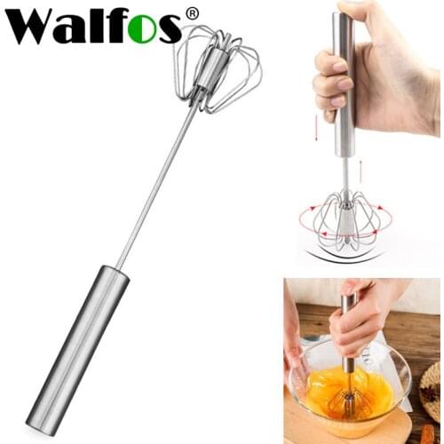 WALFOS Stainless Steel Hand Pressure Rotating Semi-Automatic Mixer Coffee Milk Mixing Eggbeater Handheld Kitchen Cooking Tool