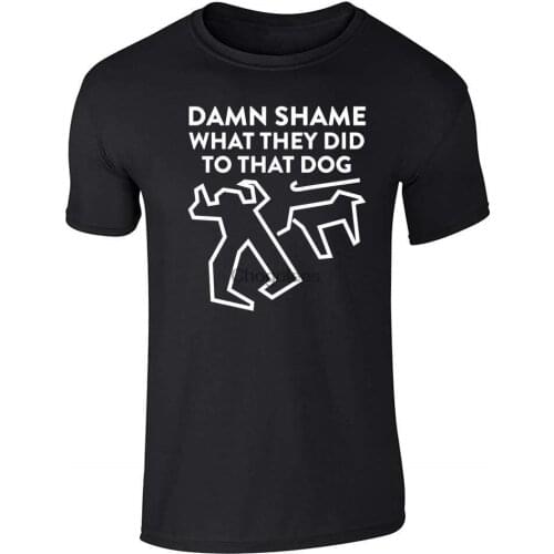 Damn Shame What They Did to That Dog Funny 80s Graphic Tee T-Shirt for Men