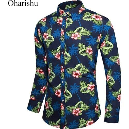 Plus Size M-7XL Autumn Flower Shirt Men Long Sleeve Rugular Fit Mens Casual Button Shirt Fashion Floral Print Shirts Men Blouse