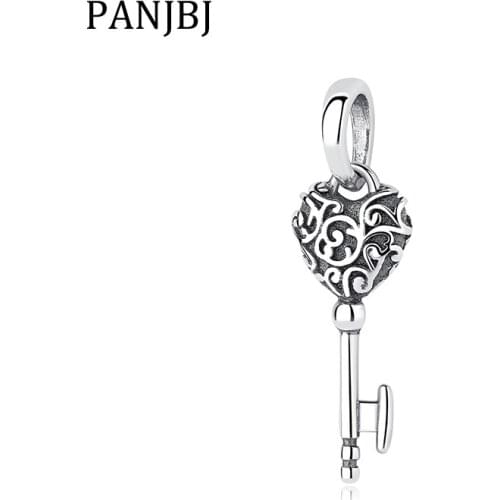 New Original 100% 925 Sterling Silver Bead Charm Regal Key Pendant Dangle Charms Fit Bracelet Necklace Women DIY Jewelry