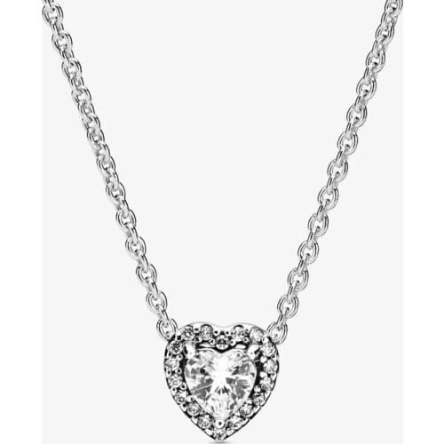 2021 New Free Shipping Authentic 925 Sterling Silver Elevated Heart Necklace Fit Original Charm For Women DIY Jewelry 45cm