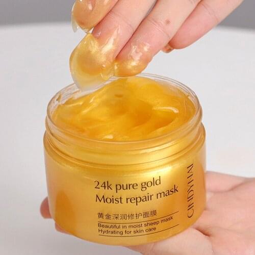24K Gold Face Mask Cream Sleep Night Day Korean Skin Care Products Moisturizing Whitening Sleeping Facial Masks Hydrating Girl P