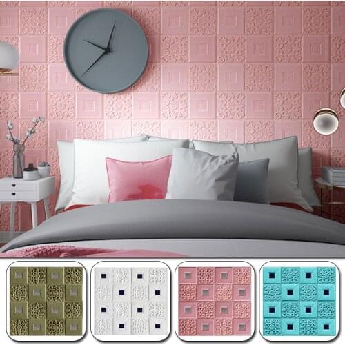 3D Wall Sticker Ceiling Stickers Foam Roof Decoration Self-adhesiver Stereo Waterproof TV Background Wallpaper Bedroom Sticker