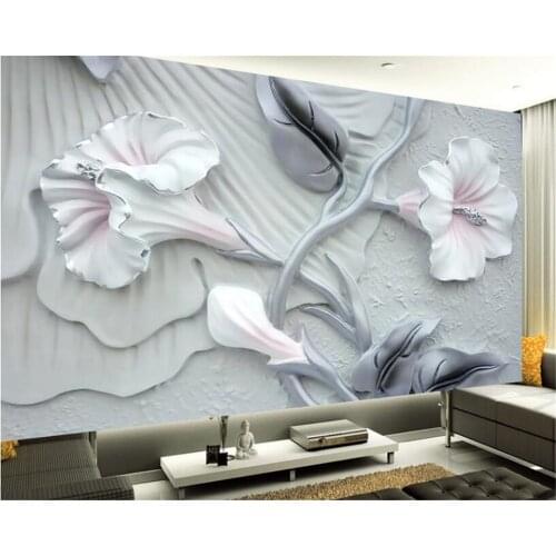 Beibehang 3D Wallpaper Relief Stereo Warm Romantic Floral Murals TV Background Wall Living Room Bedroom Mural papel de parede