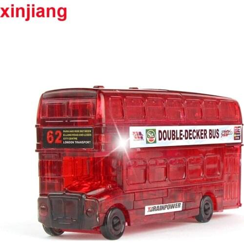 54PCS DIY 3D Double-Decker Bus Puzzles Assembly Bus Toys Vehicles Building Jigsaw Christmas Gift Educational Toys For Kids