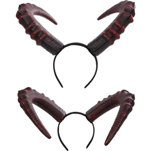 Halloween Cosplay Hair Accessories Realistic Long Devil Horn Carnival Headband