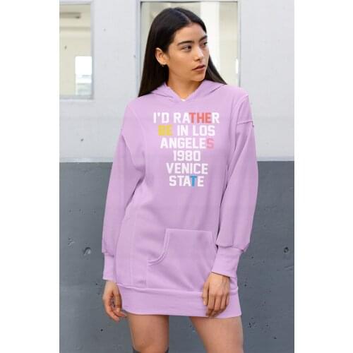 Angemiel Wear İ Would Rather Los Angeles Pink Dress Sweatshirt Tunik