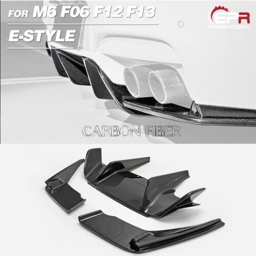 Car Accessories For BMW M6 F06 F12 F13 E-Style Carbon Fiber Rear Diffuser 3pcs (Real M6) Glossy Finish Bumper Splitter Body Kit