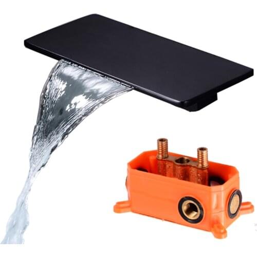 BAKALA Black Wall Mounted Bathroom Tub Waterfall Spout Square-Round Faucet Spout Water Outlet