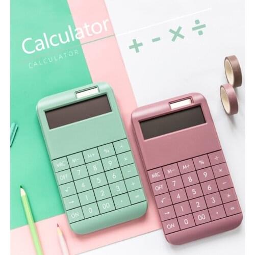 R58A Digit Portable Desk Calculator Business Accounting Tool with Built-in 210mAh Battery and Solar for School Meeting Office