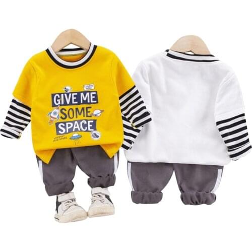 Kids Spring Suit Trend Letter Striped Pullover Pants 2Pcs Set Baby Children Sportswear Toddler Infant Casual Fashion Outfit 1-5Y