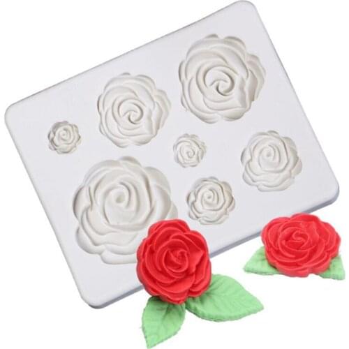 DIY 3D Rose Fudge Mold Silicon Gum Craft Cake Decoration Clay Mold Paper Cup Cake Candy Cake Decoration Tool