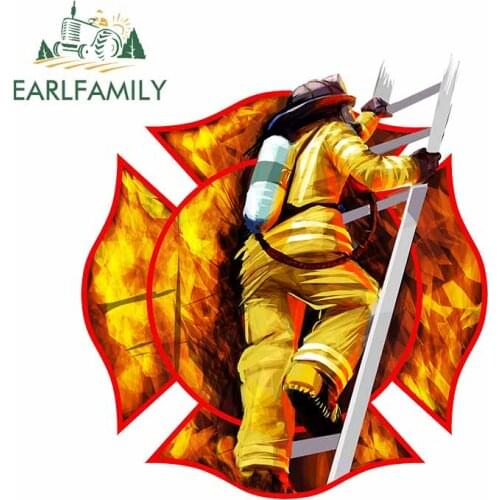 EARLFAMILY 13cm For Fire Fighter Graffiti Car Stickers DIY Graphics Decal Laptop Waterproof Vinyl Material Decoration