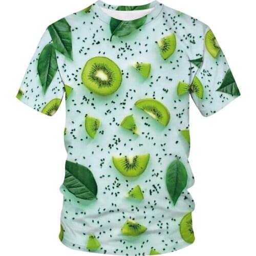 Fruit Style 3D Print T-Shirt Men Women Fashion O-Neck Short Sleeve T Shirt Kiwi Pattern Hip Hop Streetwear Tees Tops Male Tshirt