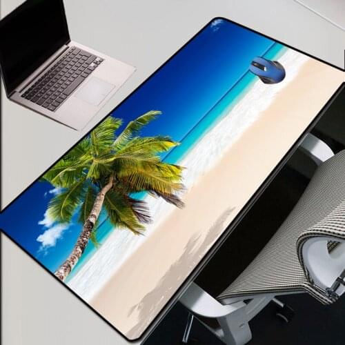 Mairuige Mousepad Black Medium Blue Flower Pattern Large Mouse Pad Computer Notebook Office Locking Desk Mat 90x40 Mousepad