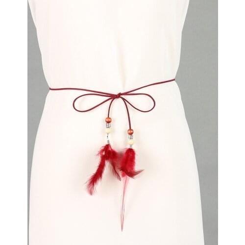 Bohemian belt for women thin leather waist rope ladies fashion tassel velvet dress corset waistband decoration clothes accessory