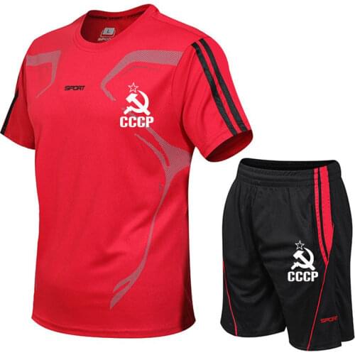 2021 Running T Shirt Sport USSR CCCP t-shirt men the Soviet Russia Basketball Tennis Shirt Quick Dry Sports Set Suits Sportswear