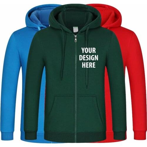 Custom Print Your Own Design LOGO Pullover Zipper Hoodie Men And Women Casual Cotton Coat Jacket Unisex Sweatshirts