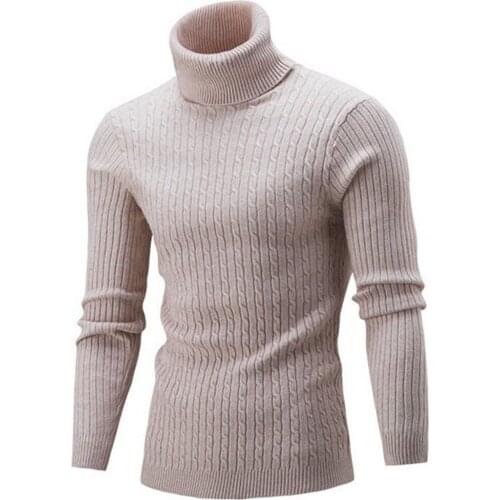 Men Pullover homme 2019 Turtleneck Solid Color Long Sleeve Knitted Sweater Top Men Sweater Solid Color jersey hombre cuello alto