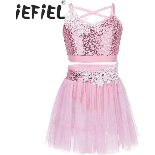 Sequin Girls Figure Skating Baton Twirling Dance Sets Girls Gymnastics Shorts Suits Lyrical Contemporary Ballet Dance Costume