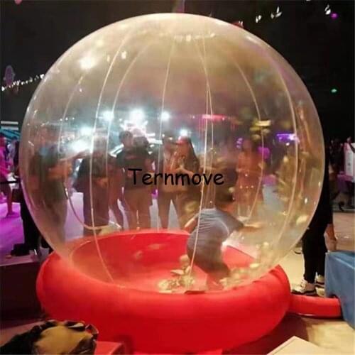 Inflatable money machine, inflatable cash grab ball, cheap air inflatable money grab clear snow globe ball