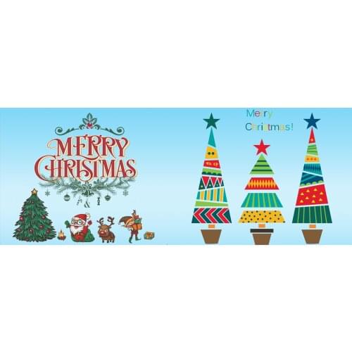 Christmas tree wall sticker home decor Shop window decor hanging rattle bell snowflake Reindeer Santa Claus papel de parede
