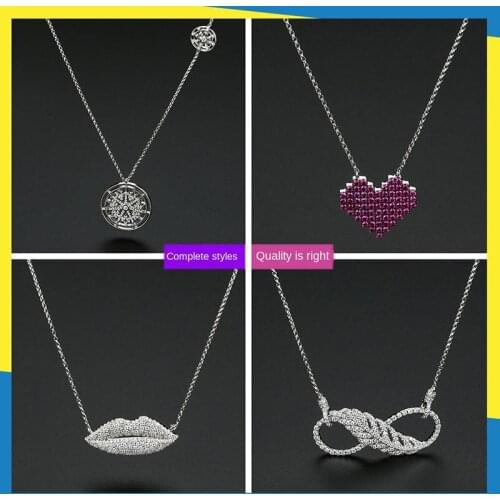 2020 new flying pig lips love diamond necklace classic retro design simple temperament clavicle chain female women brand jewelry