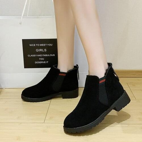 New Classic Ankle Boots Winter Female Snow Casual Shoes Thick Heel Suede Warm Fur Plush Women Zapatos De Mujer W20-79